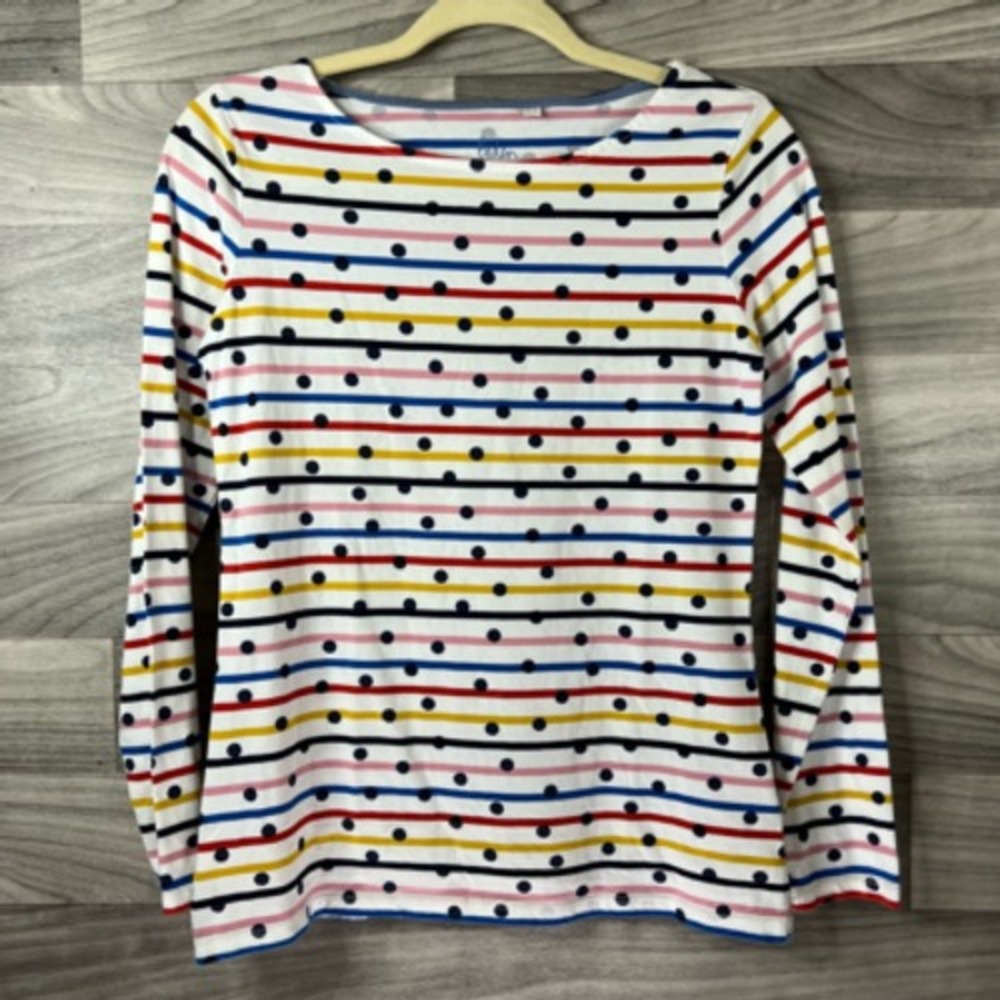 Boden Womens Casual Top Multicolor White Striped Long Sleeve‎ Boat Neck Size 4